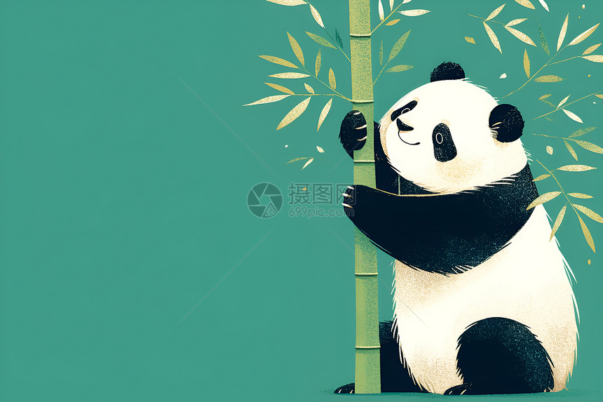 欢快的熊猫与竹子图片