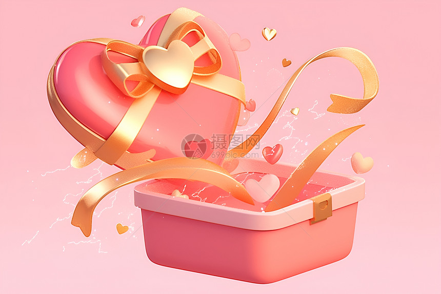 可爱粉色心形礼盒图片
