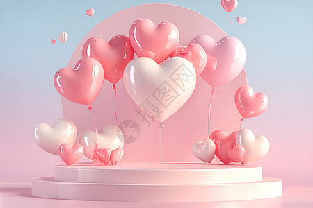 心形云朵素材浪漫心形气球背景设计图片