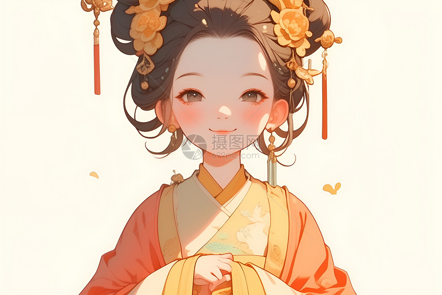 汉服少女插画图片