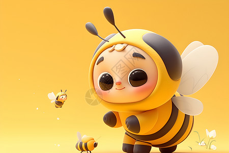 嬉皮士风格的卡通蜜蜂高清图片