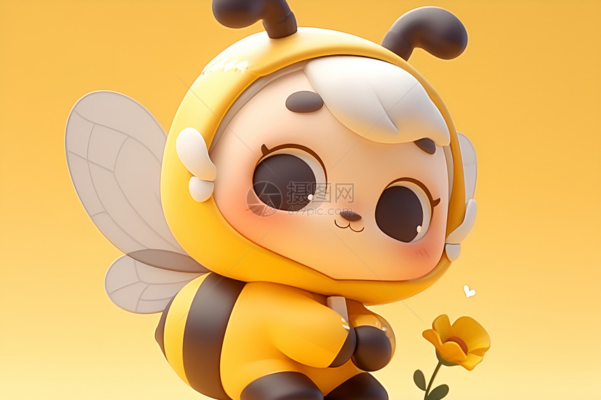 小蜜蜂与花共舞图片