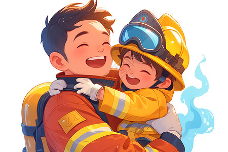 江湖英雄无畏危险的消防员插画