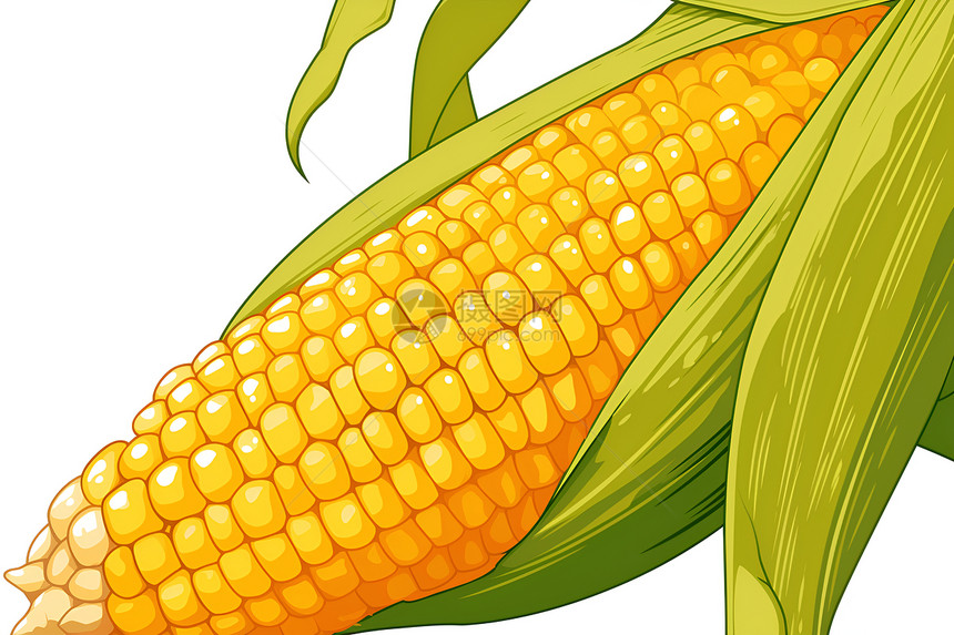 明亮色彩的一颗玉米棒图片