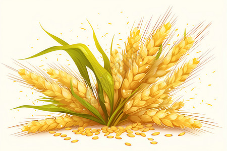 农业供应链成熟的金色麦穗插画
