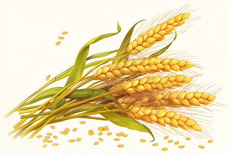 麦穗卡通成熟的农业小麦插画