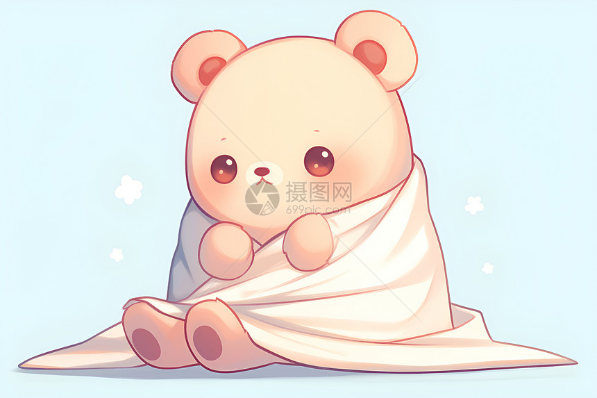 裹着毯子的可爱小熊图片