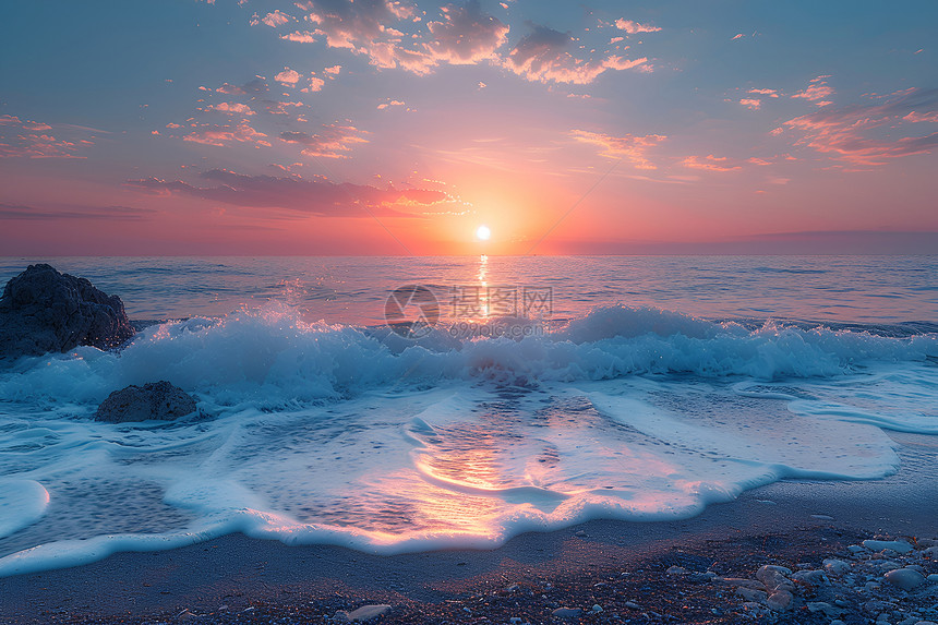 日落时的海岸风景图片