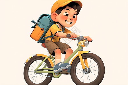 自行车探险的背包男孩背景图片