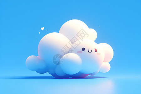 蓝色白色天空中飘浮的云朵插画