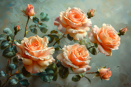 两支玫瑰花鲜花花园里的玫瑰花插画