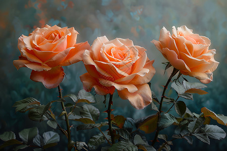 德国花园花卉绽放的玫瑰花插画