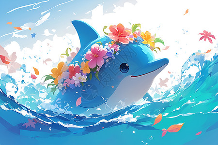 快乐的海豚背景图片