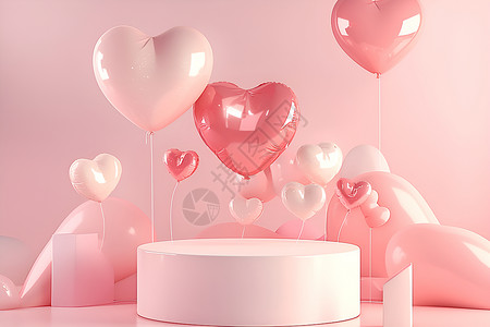 粉红装饰粉色心形气球设计图片