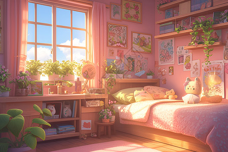 可爱少女温馨卧室背景图片