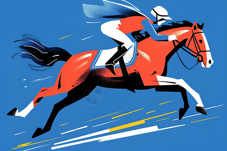 驰骋跳跃骑手驰骋在蓝色背景上插画