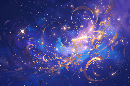 金粉光点星系的涡旋插画