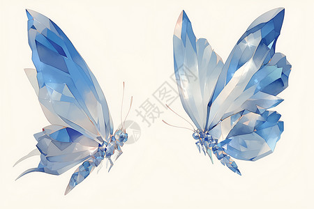 晶蓝色的蝴蝶背景图片