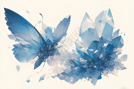 水晶的蓝蝴蝶背景图片