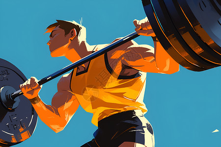 肌肉力量举重的男子插画