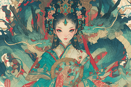 美式风格绘画传统的中国艺术风格插画