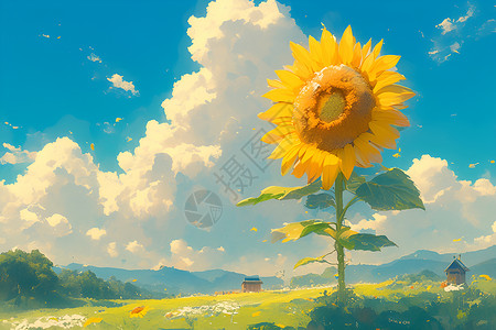 装饰花朵夏日阳光下的向日葵插画
