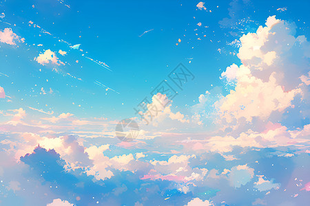 云端国际化蓝天白云的背景插画