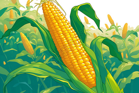 玉米作物田野里的玉米插画