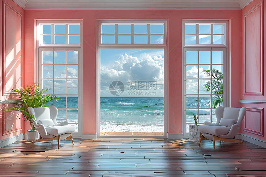 海景别墅的客厅图片
