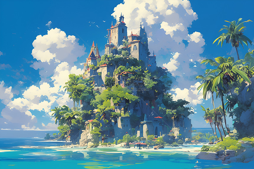孤岛上的城堡图片