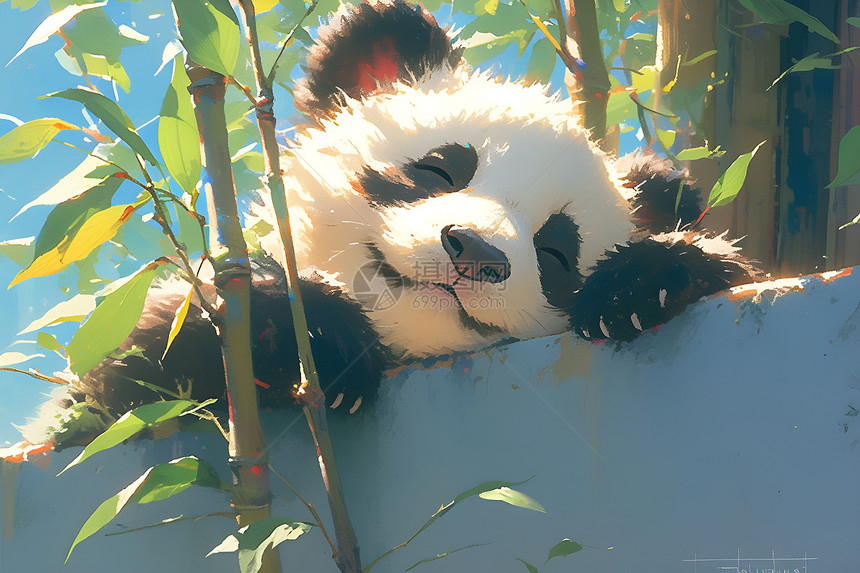 座落在竹林中的熊猫图片