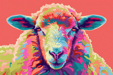 色彩斑斓的绵羊背景图片