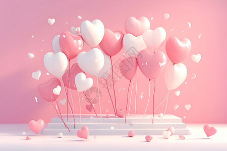 粉红色心形粉红色的心形气球插画