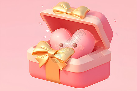 可爱的粉色爱心礼盒背景图片