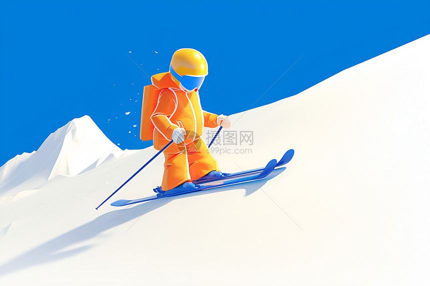 雪山的滑雪图片