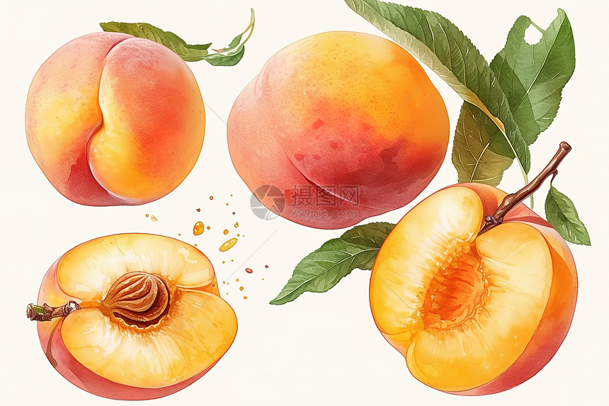 新鲜桃子插画图片