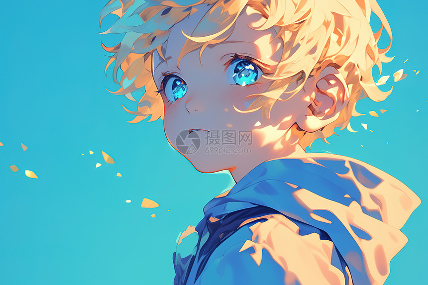蓝眼睛的小男孩图片