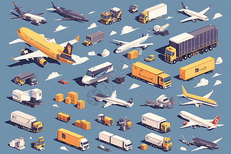 国际物流运输国际运输工具插画插画