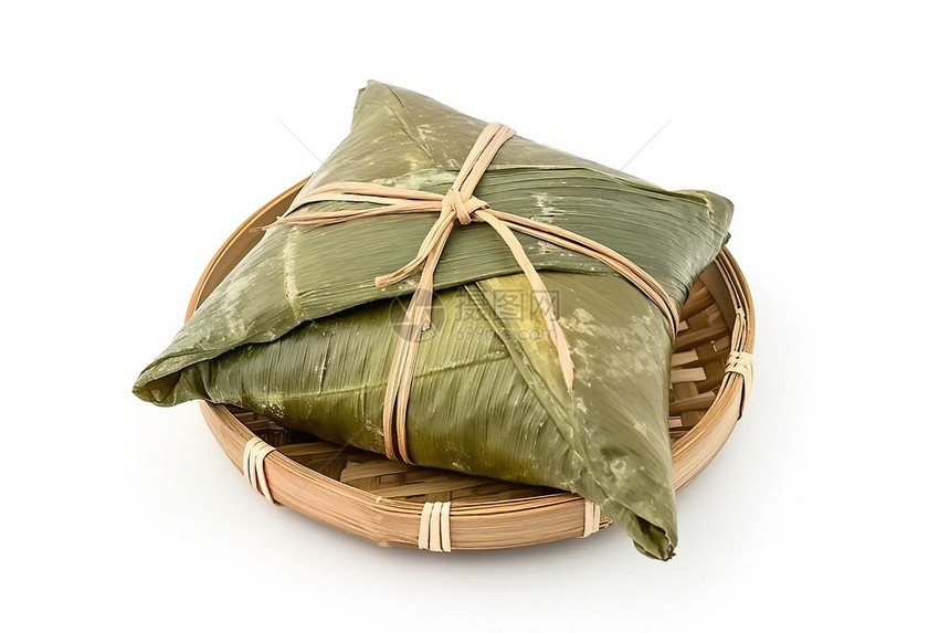竹盘里的粽子图片
