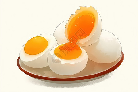 新鲜鸭蛋新鲜的咸鸭蛋插画
