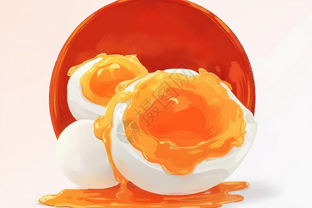 咸蛋包装咸鸭蛋的油画插画
