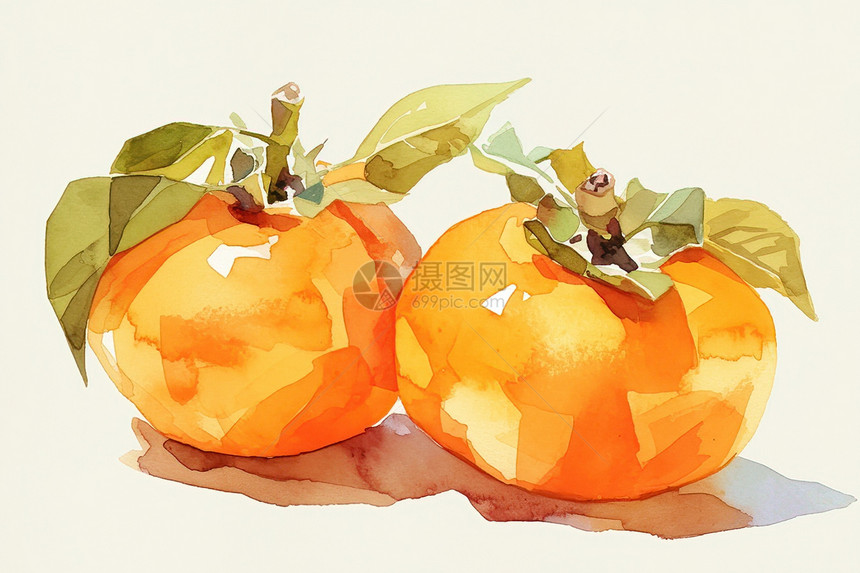新鲜柿子插画图片