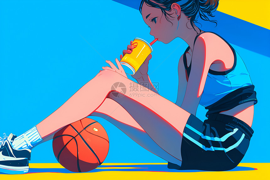运球篮球女孩图片