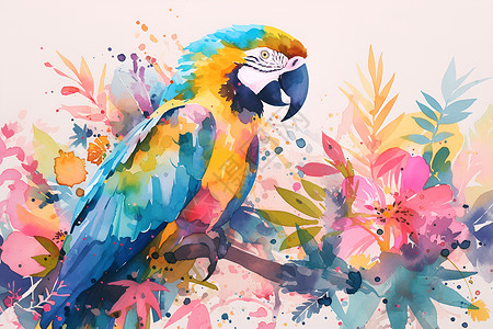 缤纷的色彩缤纷的鹦鹉插画插画