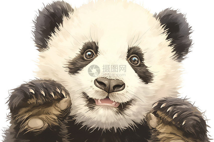 绘画的可爱熊猫图片
