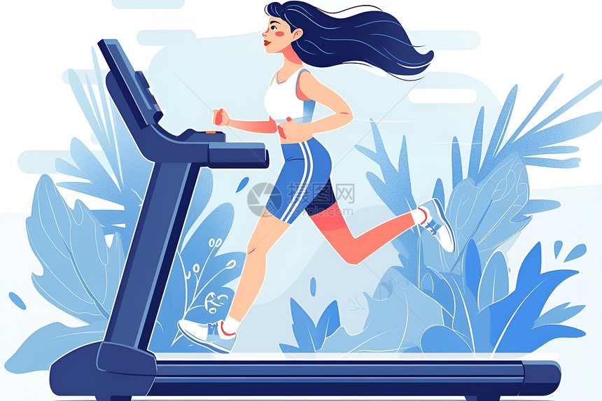 跑步机上奔跑的女子图片