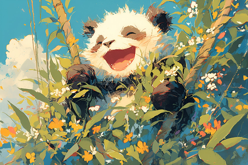 开心快乐的小熊猫图片