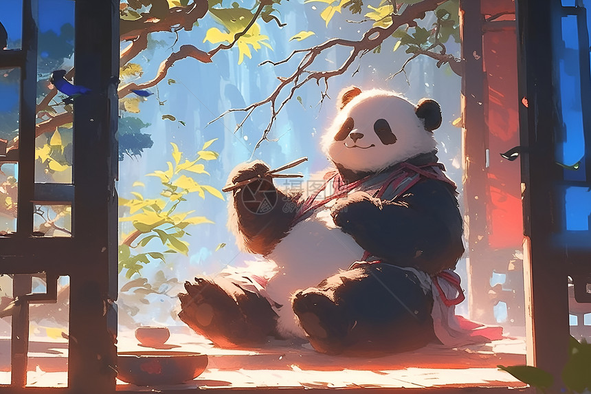 窗台上的熊猫图片