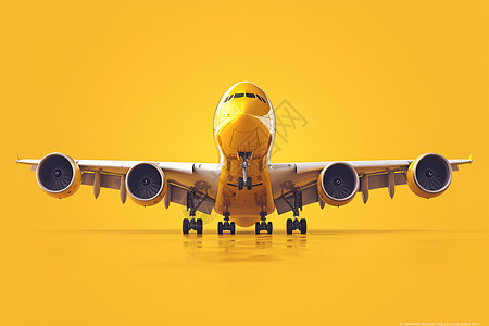豪华机舱一个黄色飞机准备起飞插画