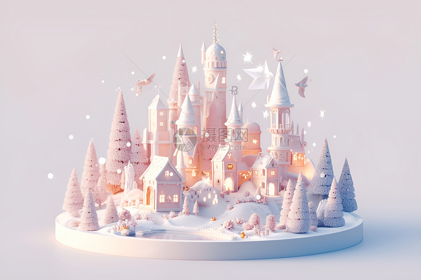 冬天的城堡模型图片